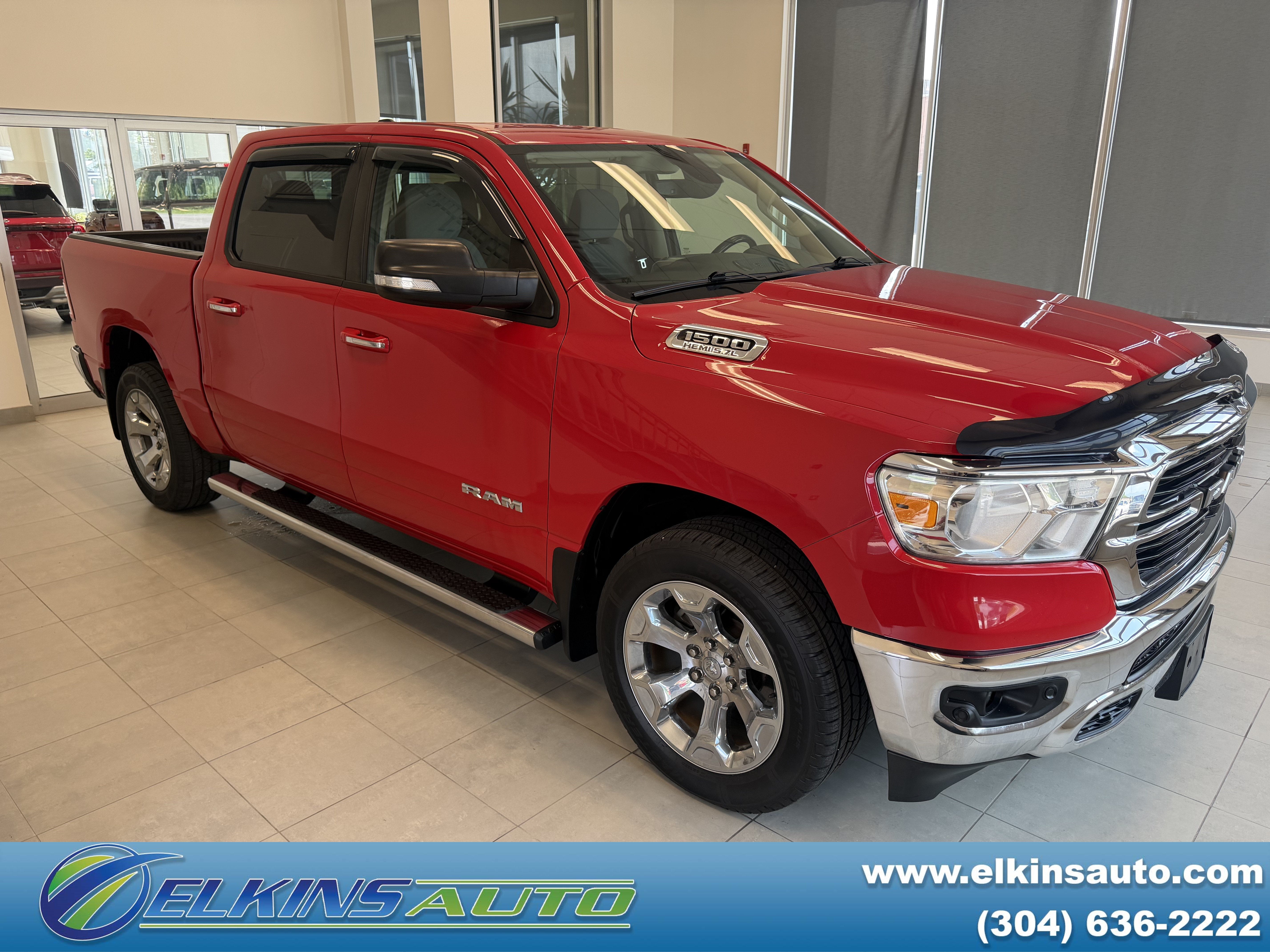 2020 RAM 1500 Big Horn in Flame Red Clearcoat — front three-quarter view
