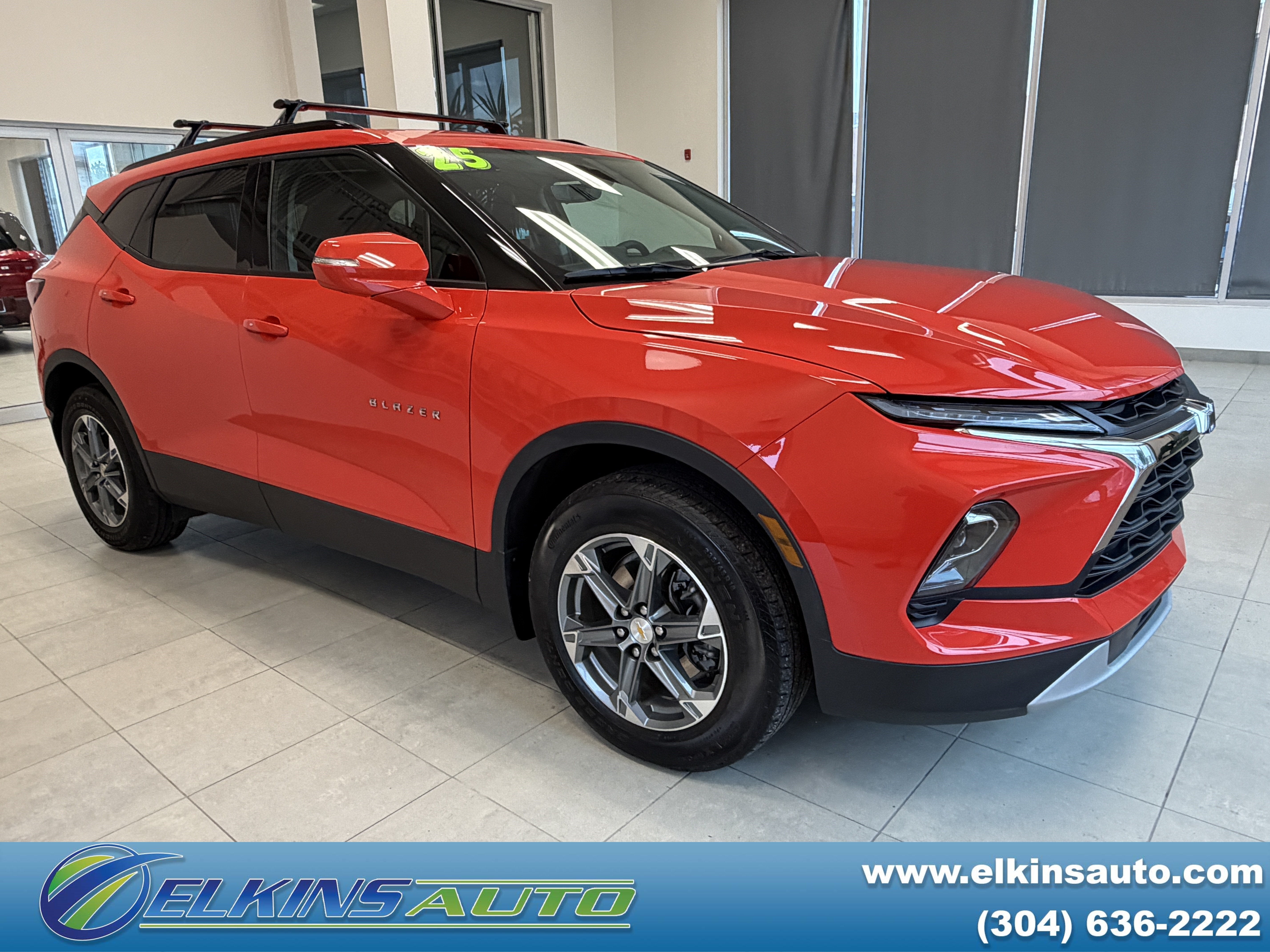 2025 Chevrolet Blazer LT in Habanero Orange — front three-quarter view