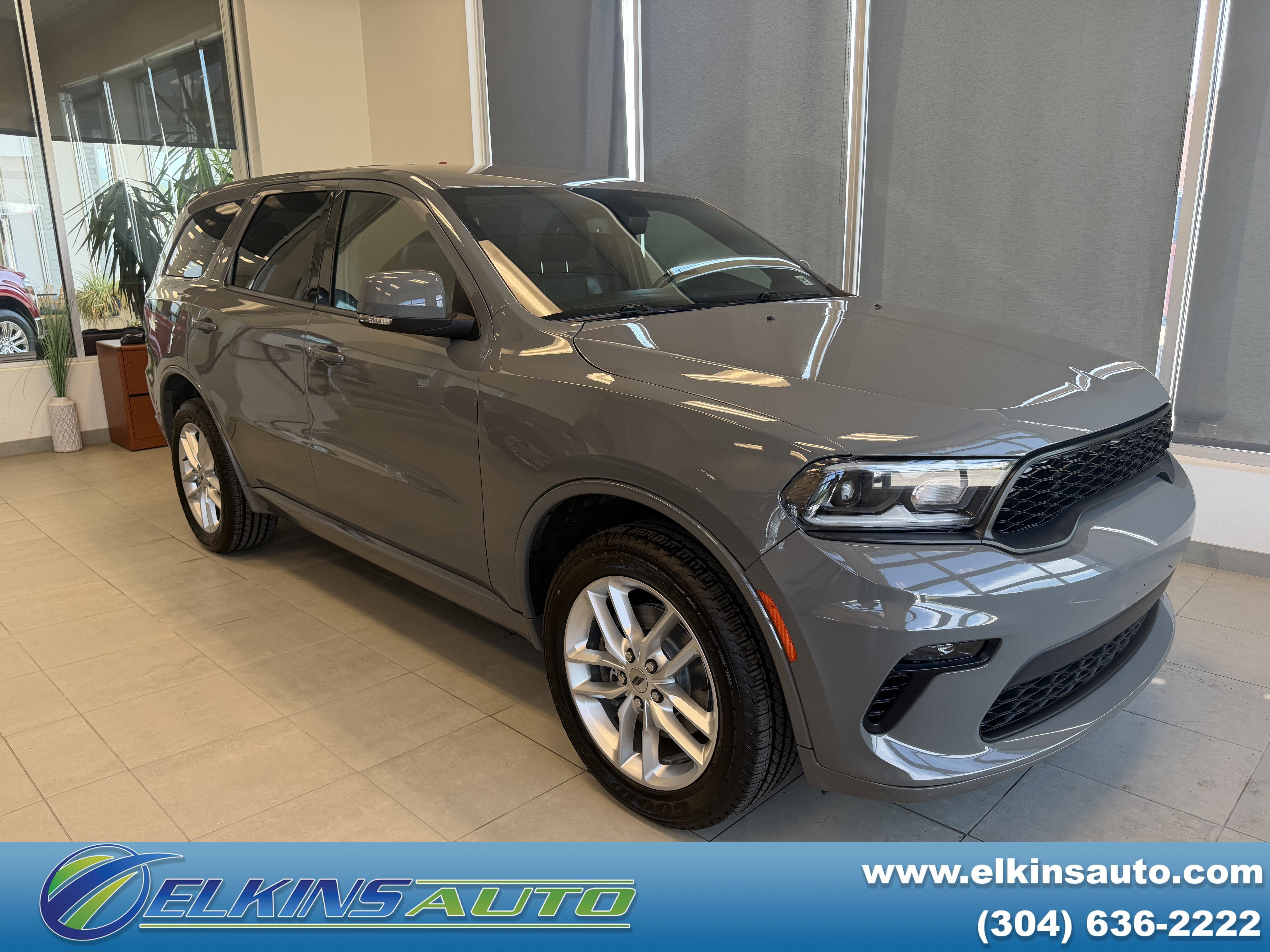 2021 Dodge Durango GT Plus in Destroyer Gray Clearcoat — front three-quarter view